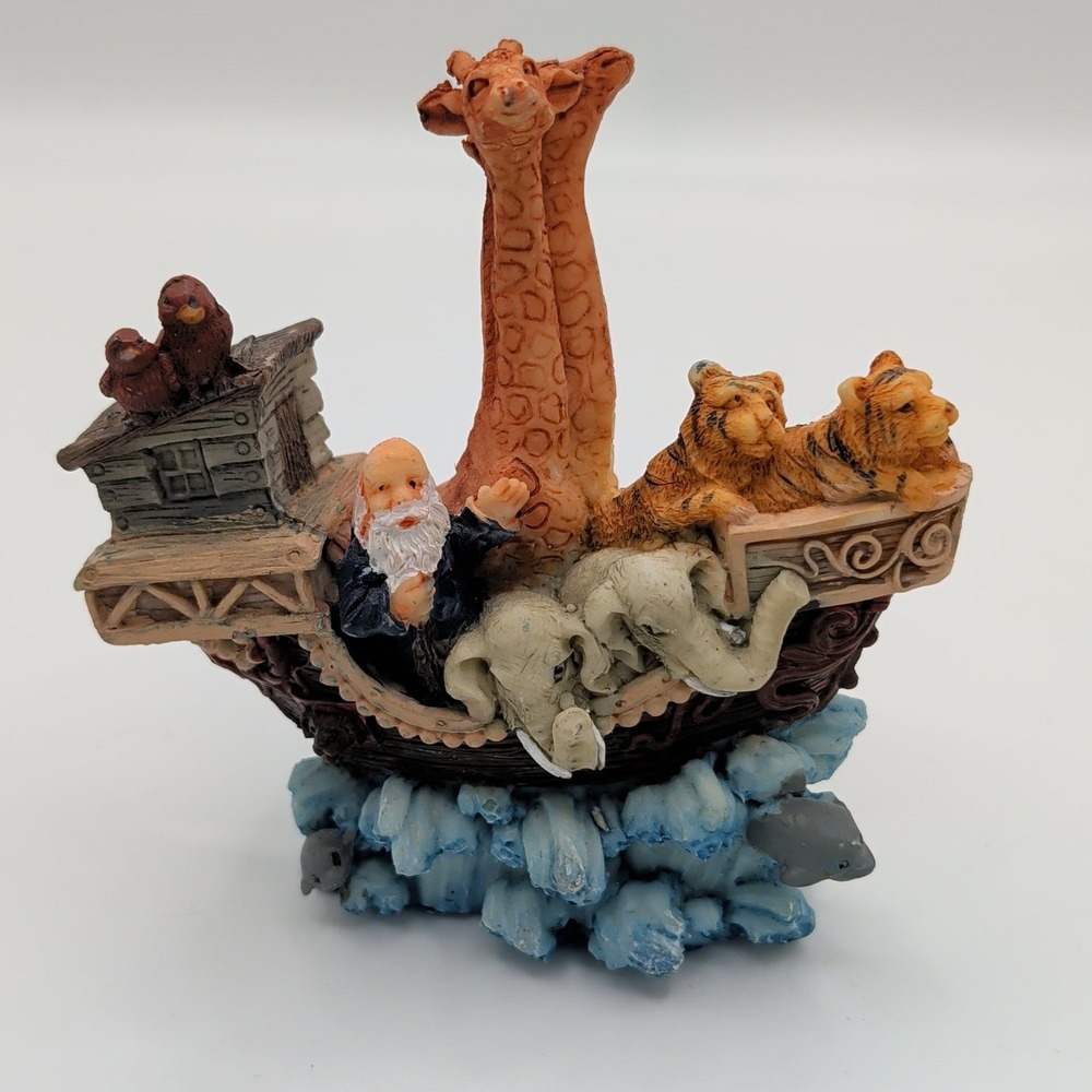 Noah's Ark Resin Figurine Miniature Religious Decor Animals Giraffes Elephants - Picture 6 of 8